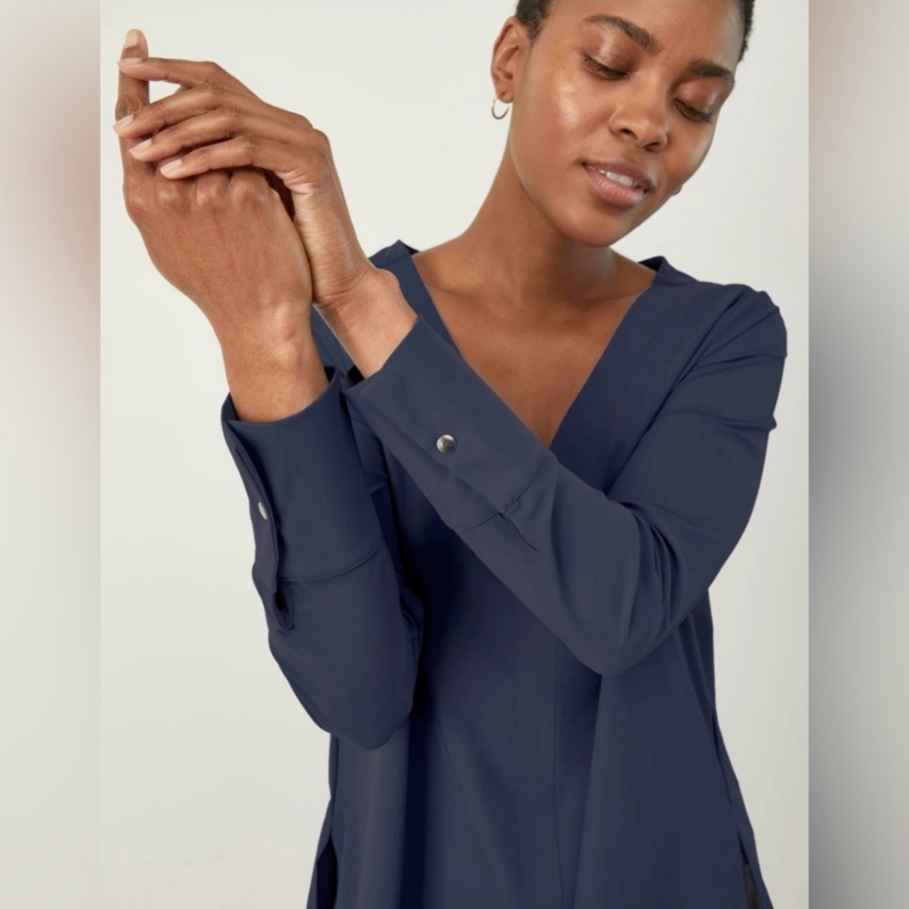 ADAY Something Tailored Shirt Top In Navy Blue - Picture 2 of 11